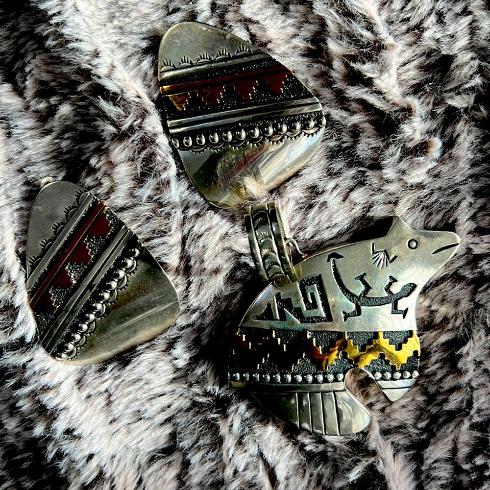 Thomas Singer SS Navaho pendant and clip on earrings